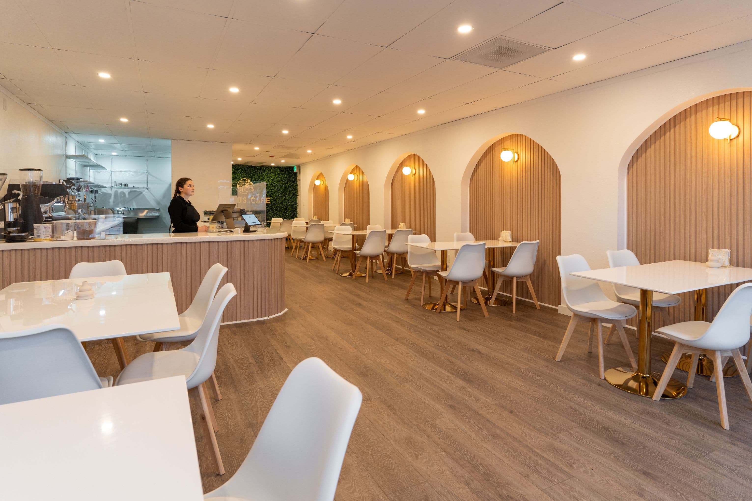 Cozy interior of Locus Café with comfortable seating and warm atmosphere